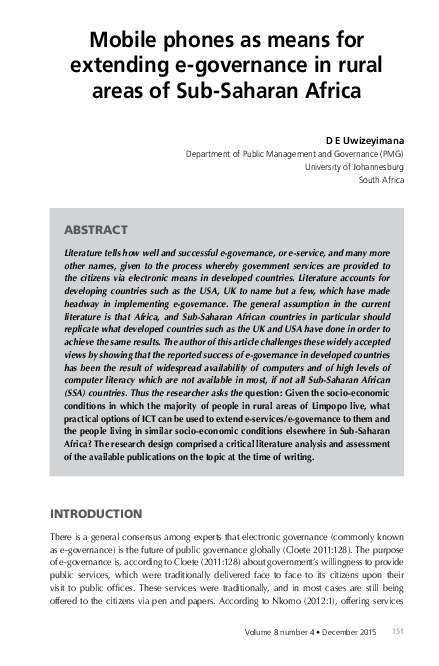 (PDF) Mobile phones as means for extending e-governance in rural areas ...