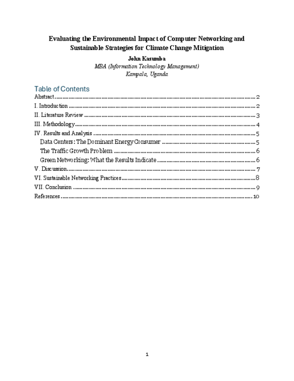 (PDF) Evaluating the Environmental Impact of Computer Networking and ...