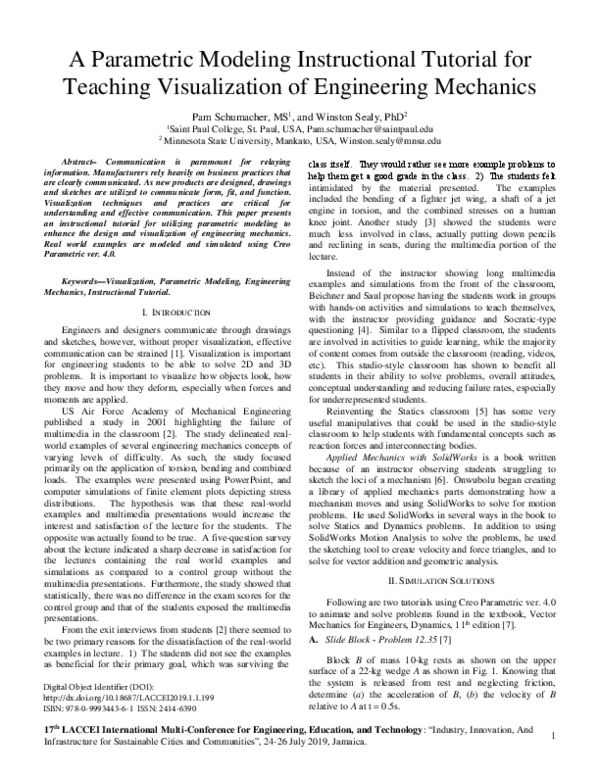 (PDF) A Parametric Modeling Instructional Tutorial for Teaching ...