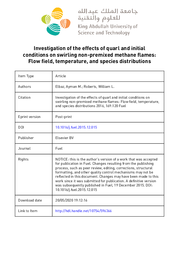 (PDF) Investigation of the effects of quarl and initial conditions on ...