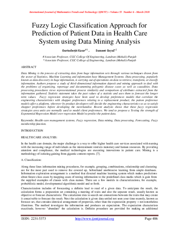 (PDF) Fuzzy Logic Classification Approach for Prediction of Patient ...