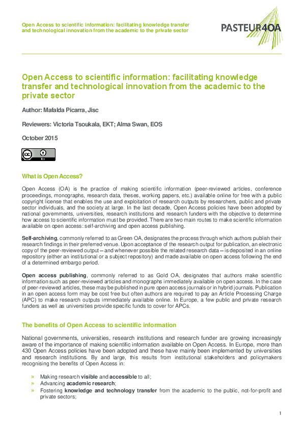(PDF) Open Access to scientific information: facilitating knowledge ...