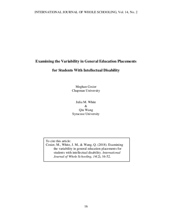 (PDF) Examining the Variability in General Education Placements for ...