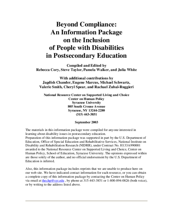 (PDF) Beyond Compliance: An Information Package on the Inclusion of ...