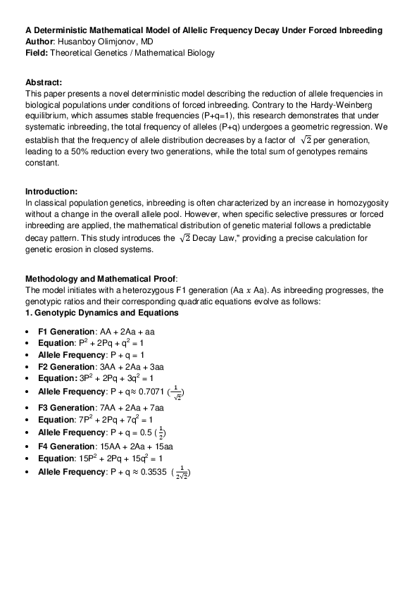 (PDF) A Deterministic Mathematical Model of Allelic Frequency Decay ...