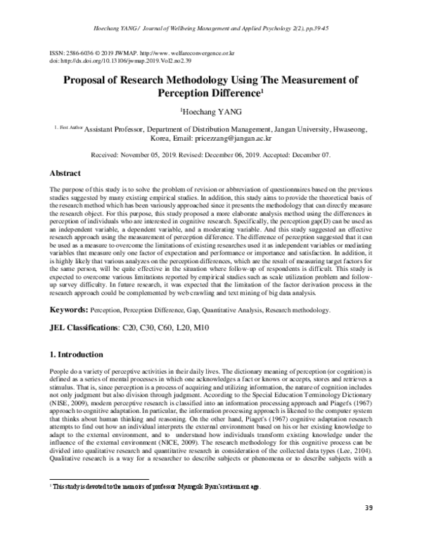 (PDF) Proposal of Research Methodology Using The Measurement of ...