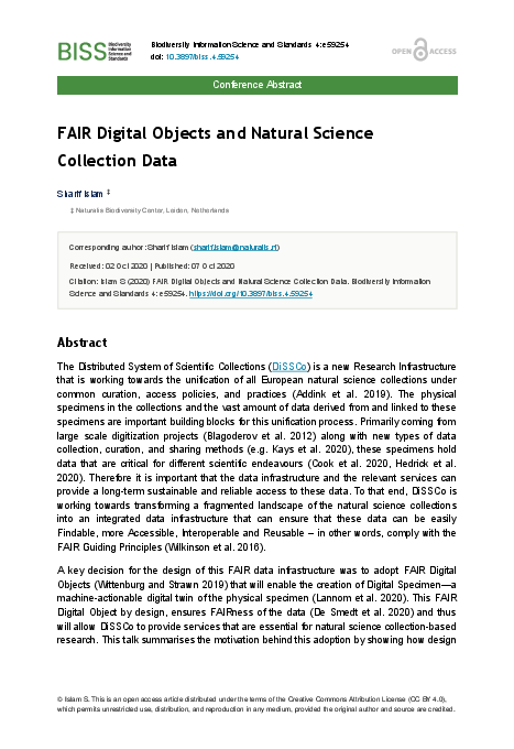 (PDF) FAIR Digital Objects and Natural Science Collection Data