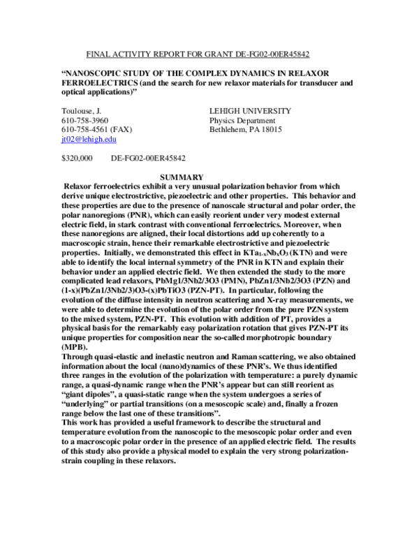 (PDF) Nanoscopic Study of the Polarization-Strain Coupling in Relaxor ...