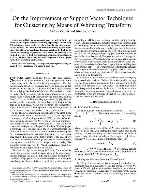 (PDF) On the Improvement of Support Vector Techniques for Clustering by ...