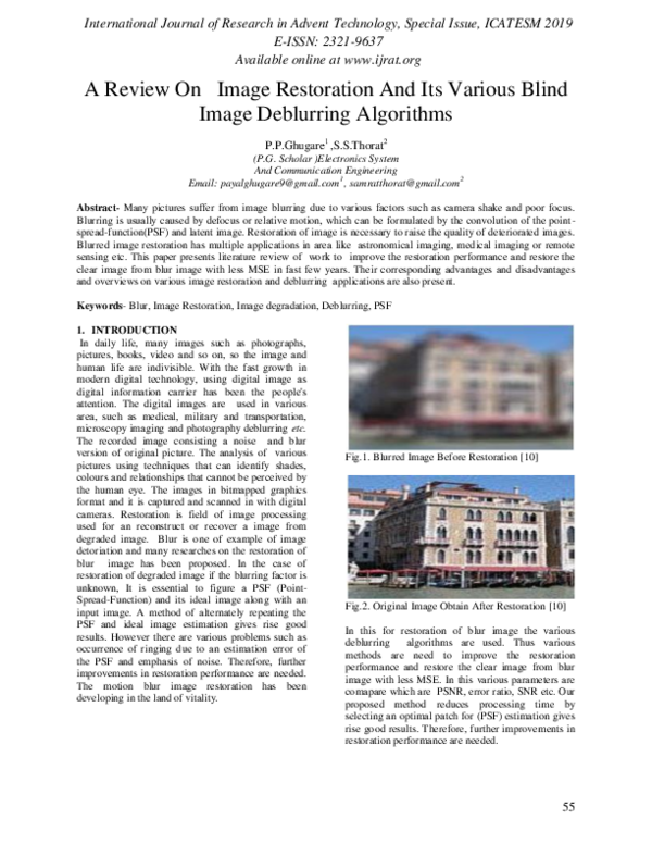 (PDF) A Review On Image Restoration And Its Various Blind Image ...