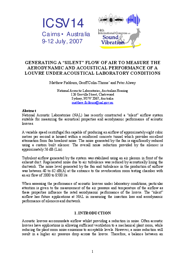 (PDF) ICSV 14 Cairns • Australia 9-12 July , 2007 1 GENERATING A ...