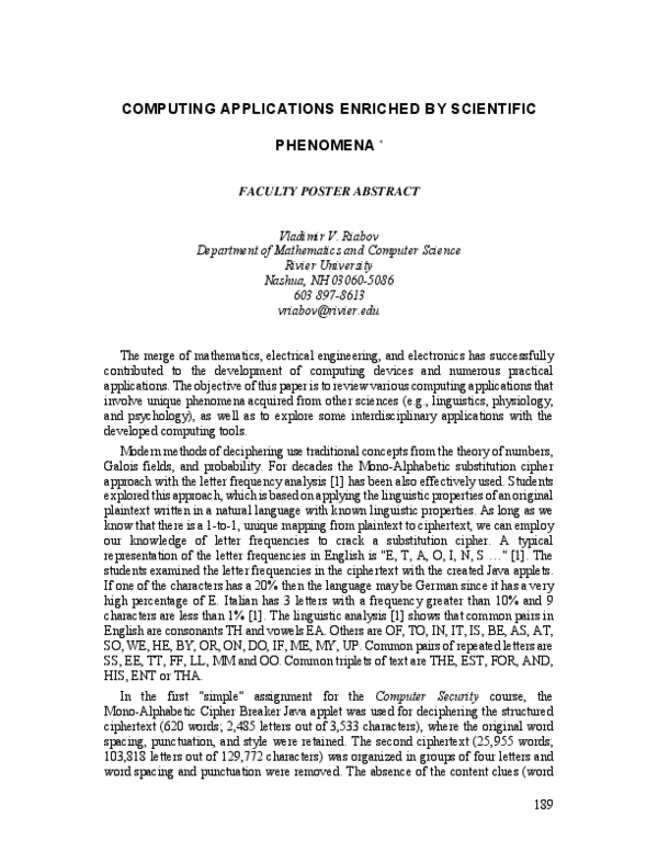 (PDF) Computing applications enriched by scientific phenomena