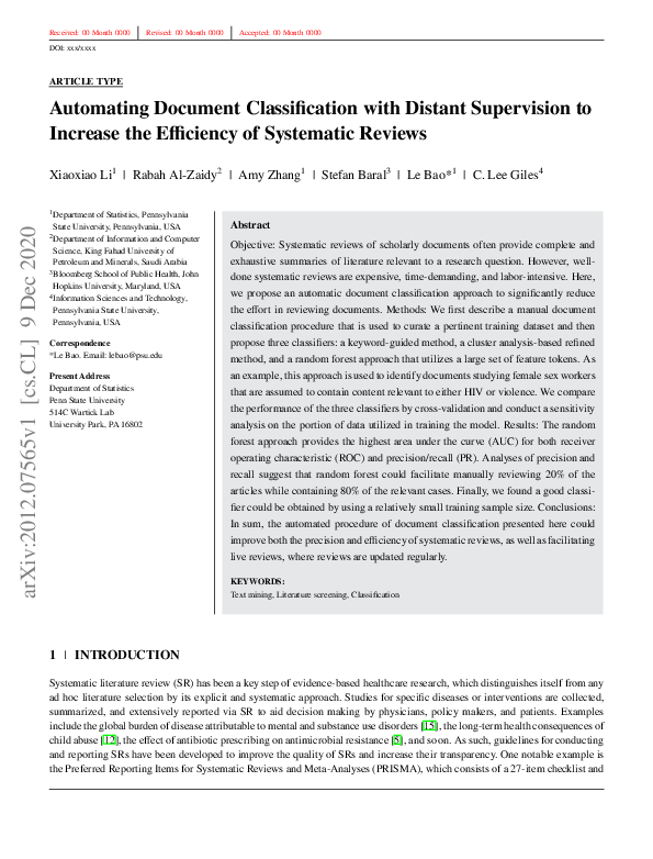 (PDF) Automating Document Classification with Distant Supervision to ...