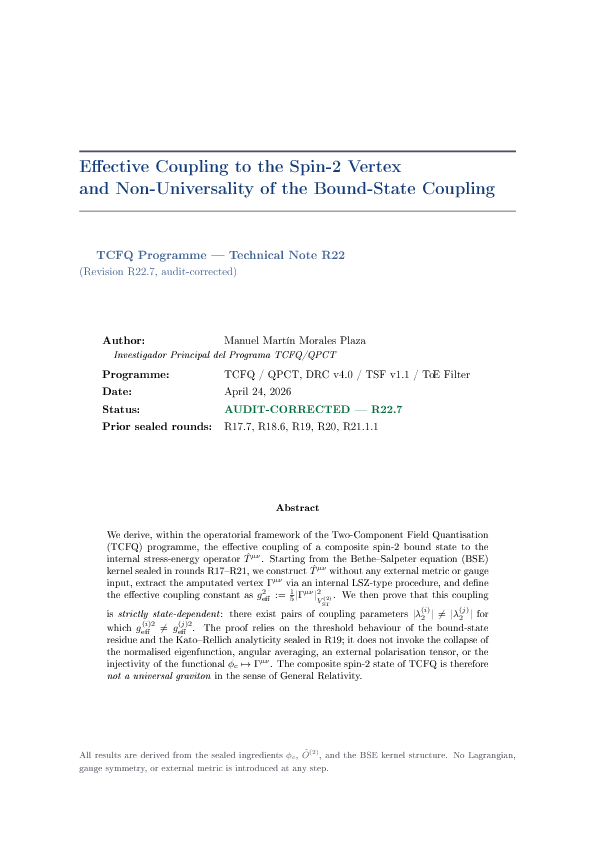 (PDF) Spin‑2 Coupling without Universality: Operatorial Construction ...