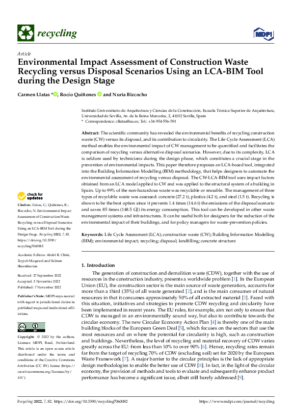 (PDF) Environmental Impact Assessment of Construction Waste Recycling ...