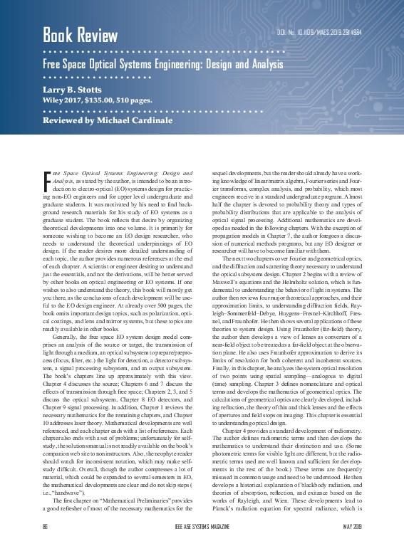 (PDF) Free Space Optical Systems Engineering: Design and Analysis ...