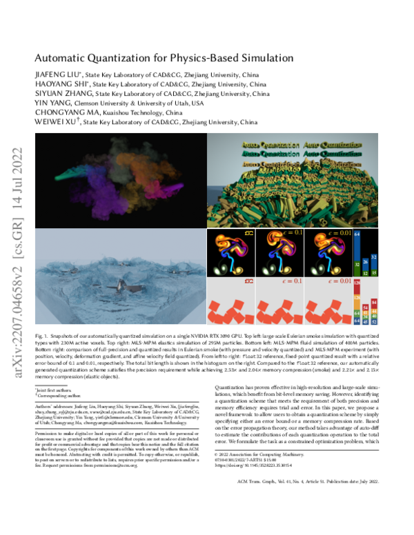 (PDF) Automatic quantization for physics-based simulation