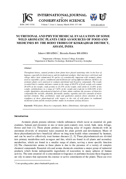 (PDF) Nutritional and Phytochemical Evaluation of Some Wild Aromatic ...