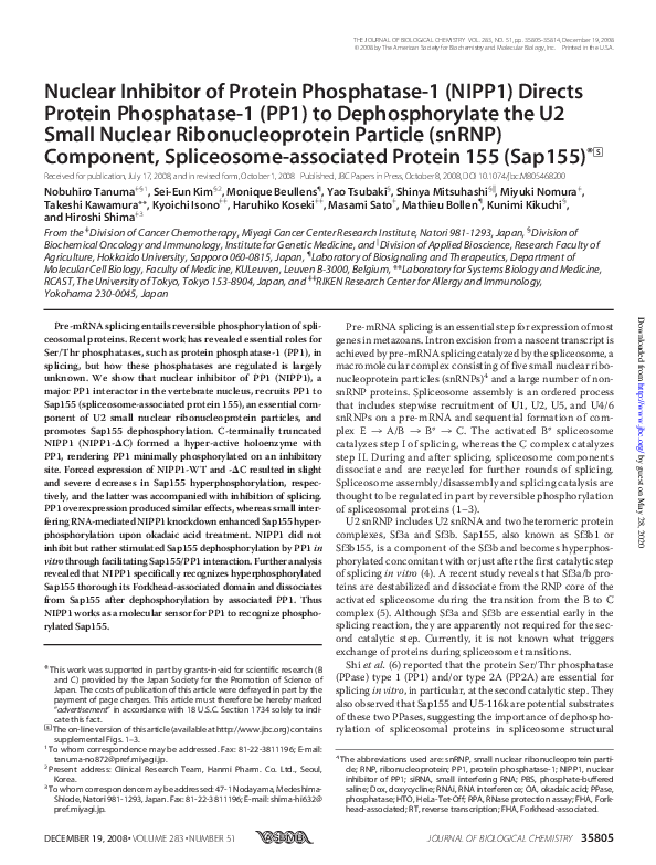 (PDF) Nuclear Inhibitor of Protein Phosphatase-1 (NIPP1) Directs ...