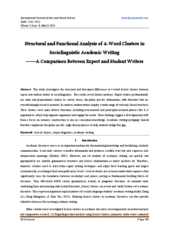 (PDF) Structural and Functional Analysis of 4-Word Clusters in ...