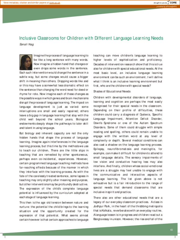 (PDF) Inclusive classrooms for children with different language ...