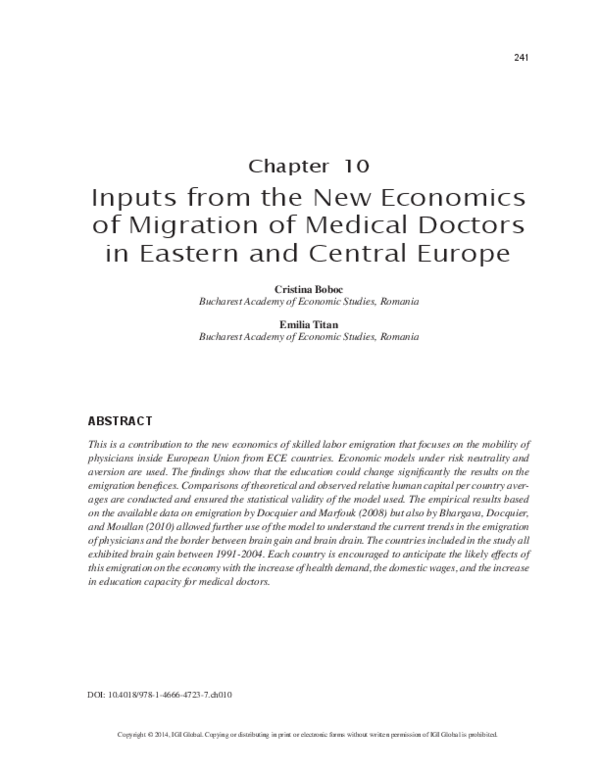 (PDF) Inputs from the New Economics of Migration of Medical Doctors in ...