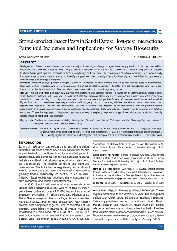 (PDF) Stored-product Insect Pests in Saudi Dates: Host-pest ...