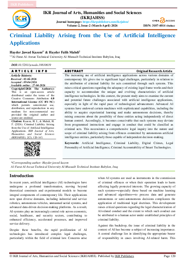 (PDF) Criminal Liability Arising from the Use of Artificial ...