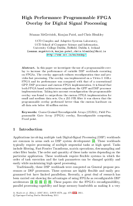 (PDF) High Performance Programmable FPGA Overlay for Digital Signal ...