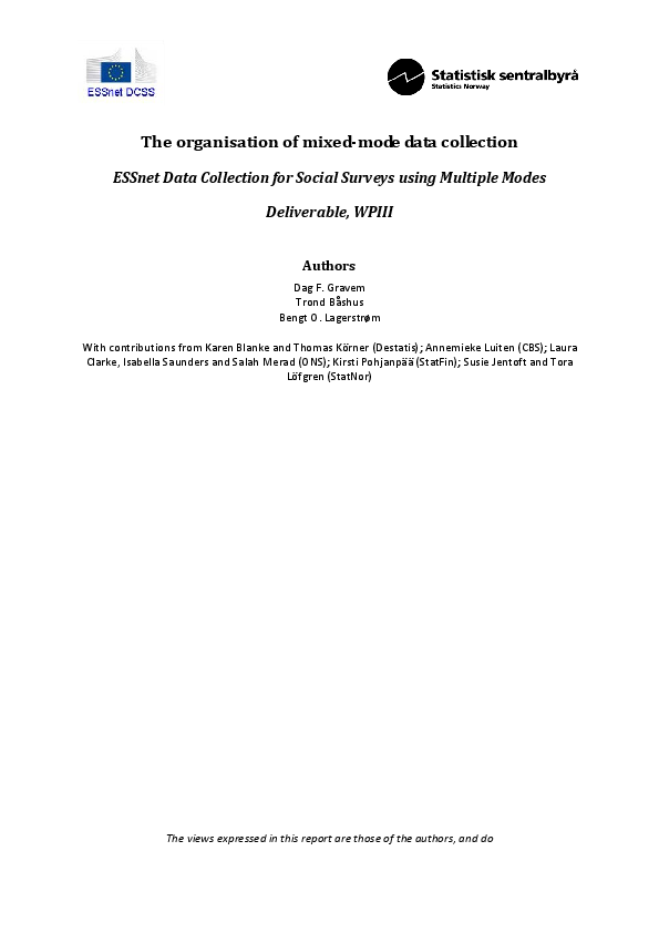 (PDF) The organisation of mixed-mode data collection ESSnet Data ...