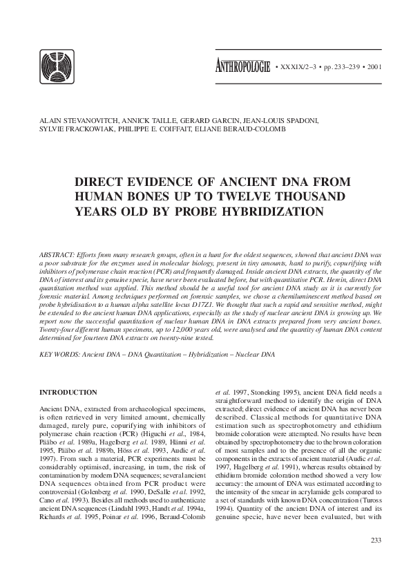 (PDF) Direct evidence of ancient DNA from human bones up to twelve ...