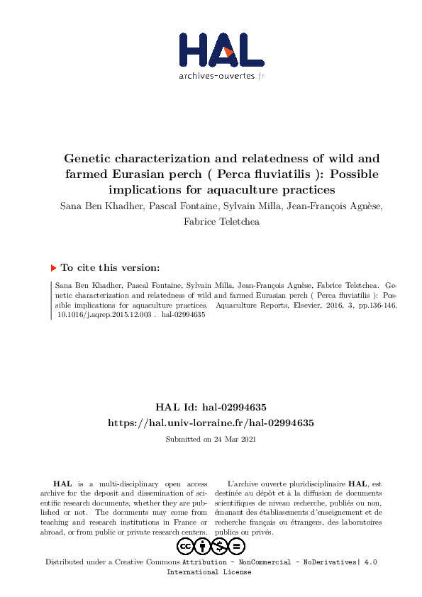 (PDF) Genetic characterization and relatedness of wild and farmed ...