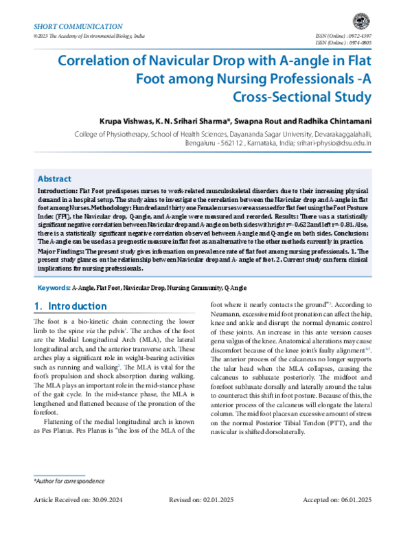 (PDF) Correlation of Navicular Drop with A-angle in Flat Foot among ...