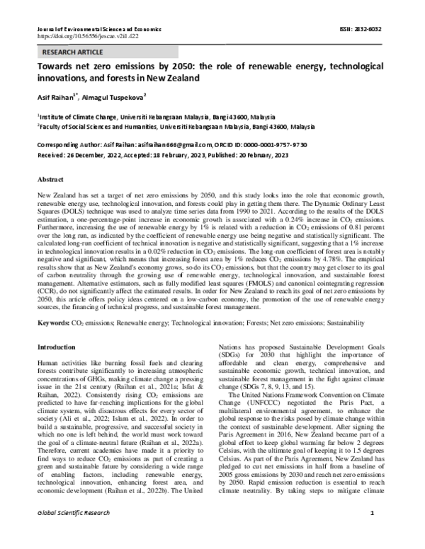 (PDF) Towards net zero emissions by 2050: the role of renewable energy ...