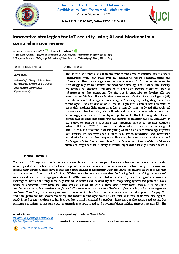 (PDF) Innovative strategies for IoT security using AI and blockchain: a ...