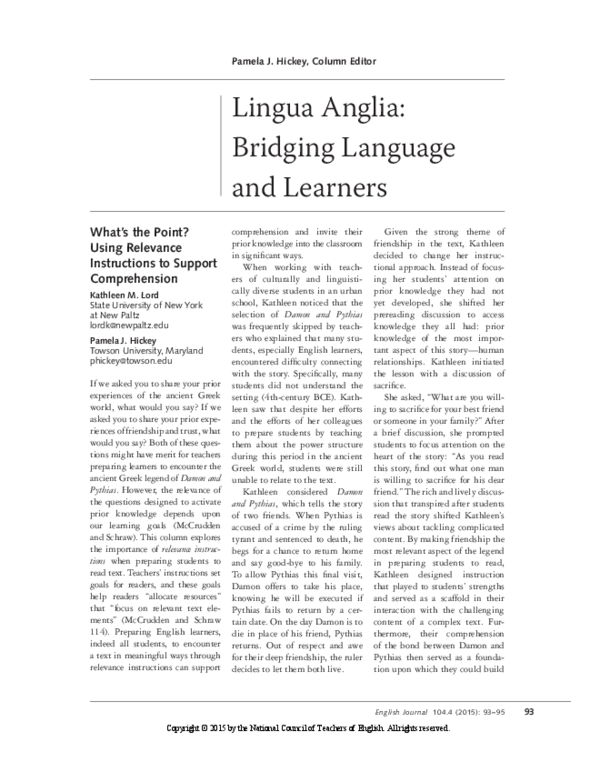 (PDF) Lingua Anglia: Bridging Language and Learners