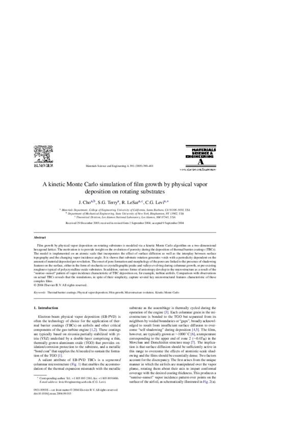 (PDF) A kinetic Monte Carlo simulation of film growth by physical vapor ...