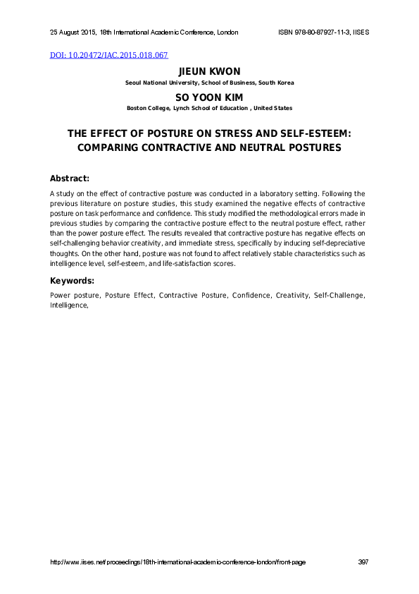 (PDF) The Effect of Posture on Stress and Self-Esteem: Comparing ...