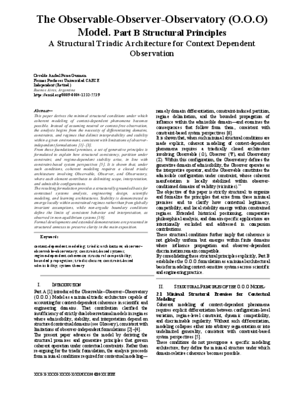 (PDF) The Observable-Observer-Observatory (O.O.O) Model. Part B ...