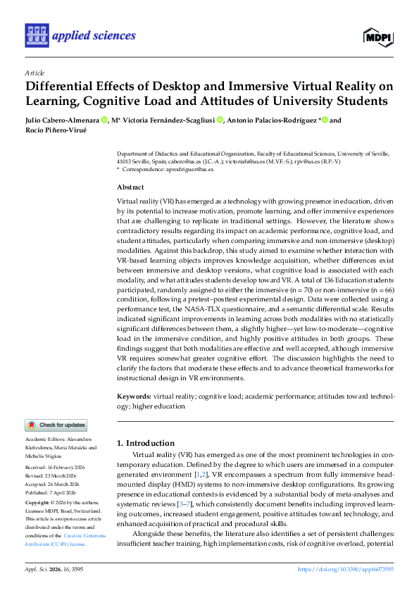 (PDF) Differential Effects of Desktop and Immersive Virtual Reality on ...