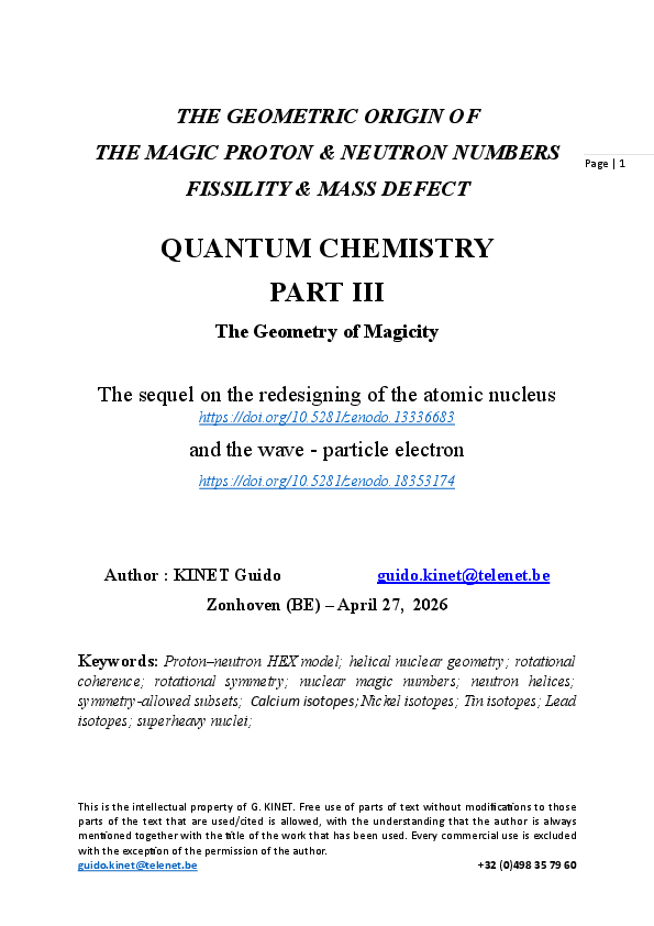 (PDF) THE GEOMETRIC ORIGIN OF THE MAGIC PROTON AND NEUTRON NUMBERS ...