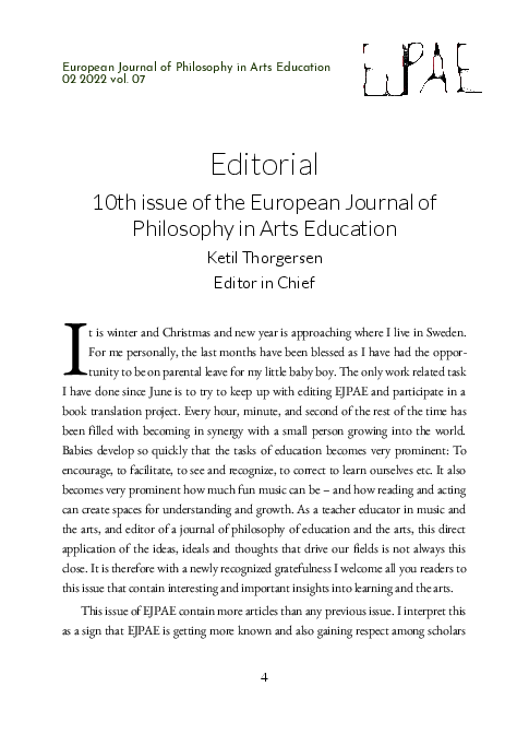(PDF) Editorial 10th issue of the European Journal of Philosophy in ...