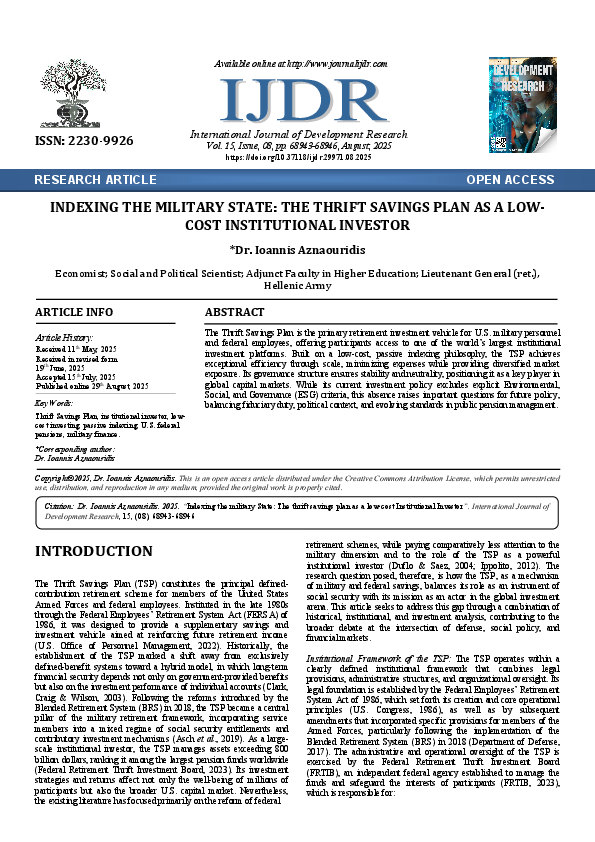 (PDF) Indexing the Military State: The Thrift Savings Plan as a Low ...