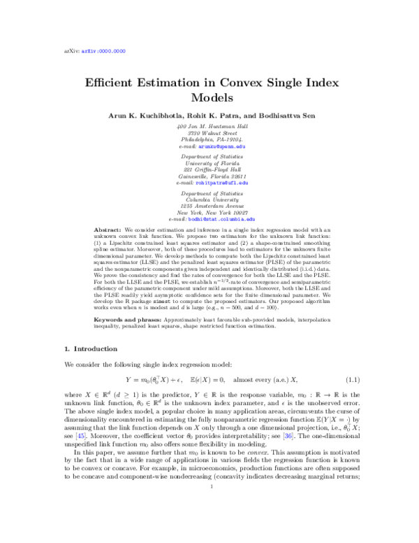 (PDF) On Single Index Models with Convex Link
