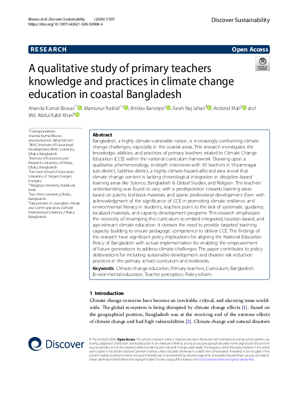 (PDF) A qualitative study of primary teachers knowledge and practices ...