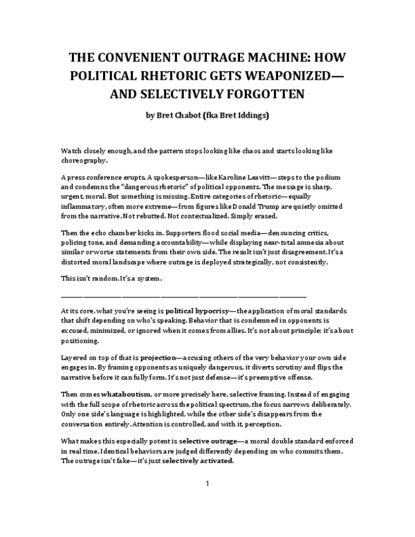 (PDF) THE CONVENIENT OUTRAGE MACHINE: HOW POLITICAL RHETORIC GETS ...