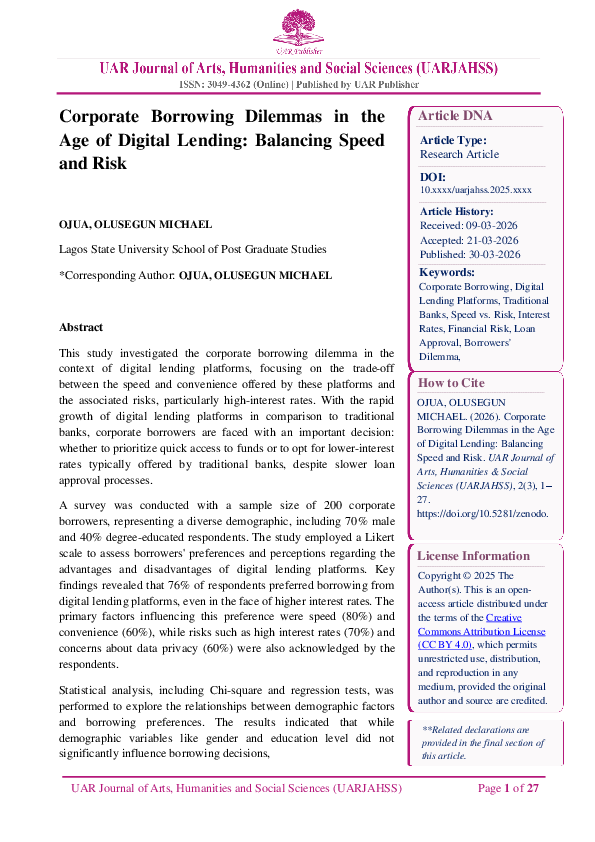 (PDF) Corporate Borrowing Dilemmas in the Age of Digital Lending ...