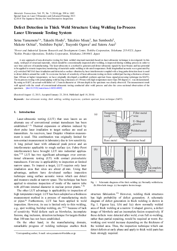(PDF) Defect Detection in Thick Weld Structure Using Welding In-Process ...