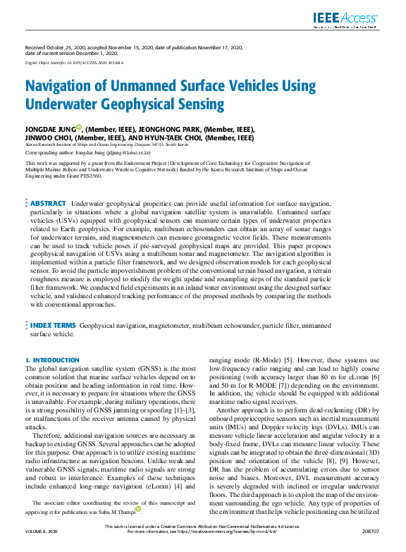 (PDF) Navigation of Unmanned Surface Vehicles Using Underwater ...