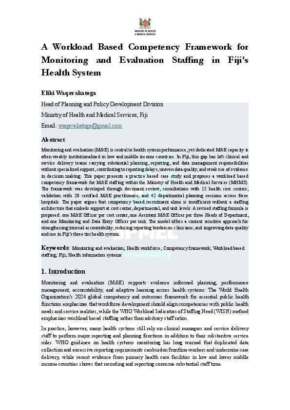 (PDF) Workload Based Competency Framework for Monitoring and Evaluation ...